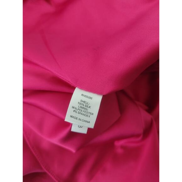 Y2k Express 100% Silk Ruched Ruffle Halter Top Size 2 Pink Barbie Fairy Coquette - Picture 7 of 11